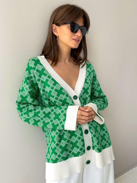 Кардиган pattern CHARMSTORE (трава-белый)